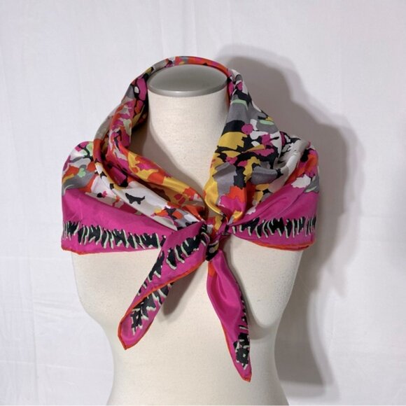 BCBGMaxAzria Pink Abstract Floral Square Scarf - Picture 16 of 16